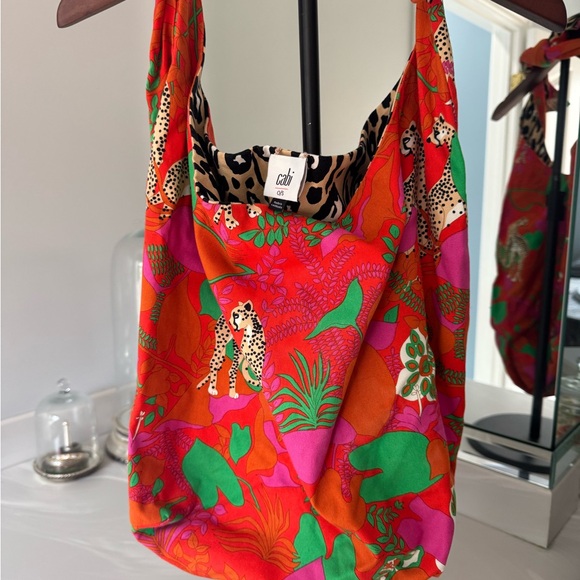 CAbi Handbags - CAbi Reversible Orange and Pink Floral Shoulder Bag/Tote Beach, Resort, Vacay